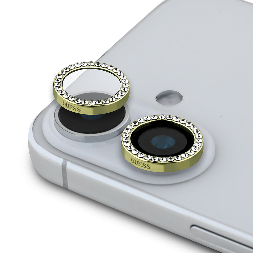 iPhone 16 Guess Orijinal Lisanslı Rhinestone Ekran Koruyucu + Lens Koruyucu 2in1 Aksesuar Seti