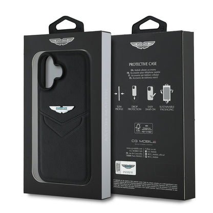 iPhone 16 Kılıf Aston Martin Orijinal Lisanslı Victory Dizayn PU Deri Metal Logolu Kılıf