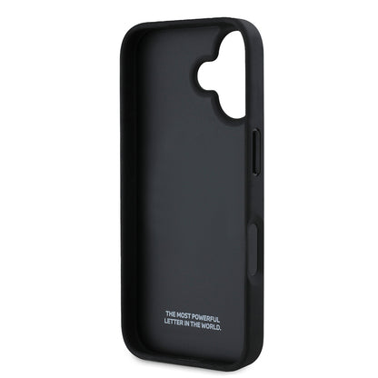 iPhone 16 Kılıf BMW Orijinal Lisanslı Karbon Fiber Tasarımlı ve Metal Logolu PU Deri Kılıf