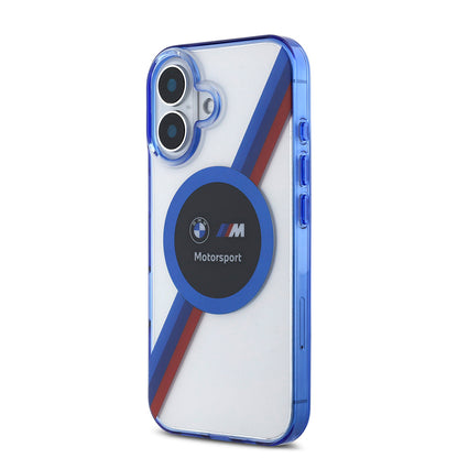 iPhone 16 Kılıf BMW Orijinal Lisanslı M-safe Şarj Özellikli M Logolu Üç Renk Çizgili Motorsport Circle Kılıf