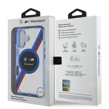 iPhone 16 Kılıf BMW Orijinal Lisanslı M-safe Şarj Özellikli M Logolu Üç Renk Çizgili Motorsport Circle Kılıf