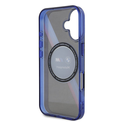 iPhone 16 Kılıf BMW Orijinal Lisanslı M Logolu Üç Renk Çizgili Motorsport Circle Kılıf