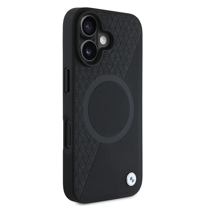 iPhone 16 Kılıf BMW Orijinal Lisanslı M-safe Şarj Özellikli Metal Logolu Yarım Dokulu Circle Deri Kılıf