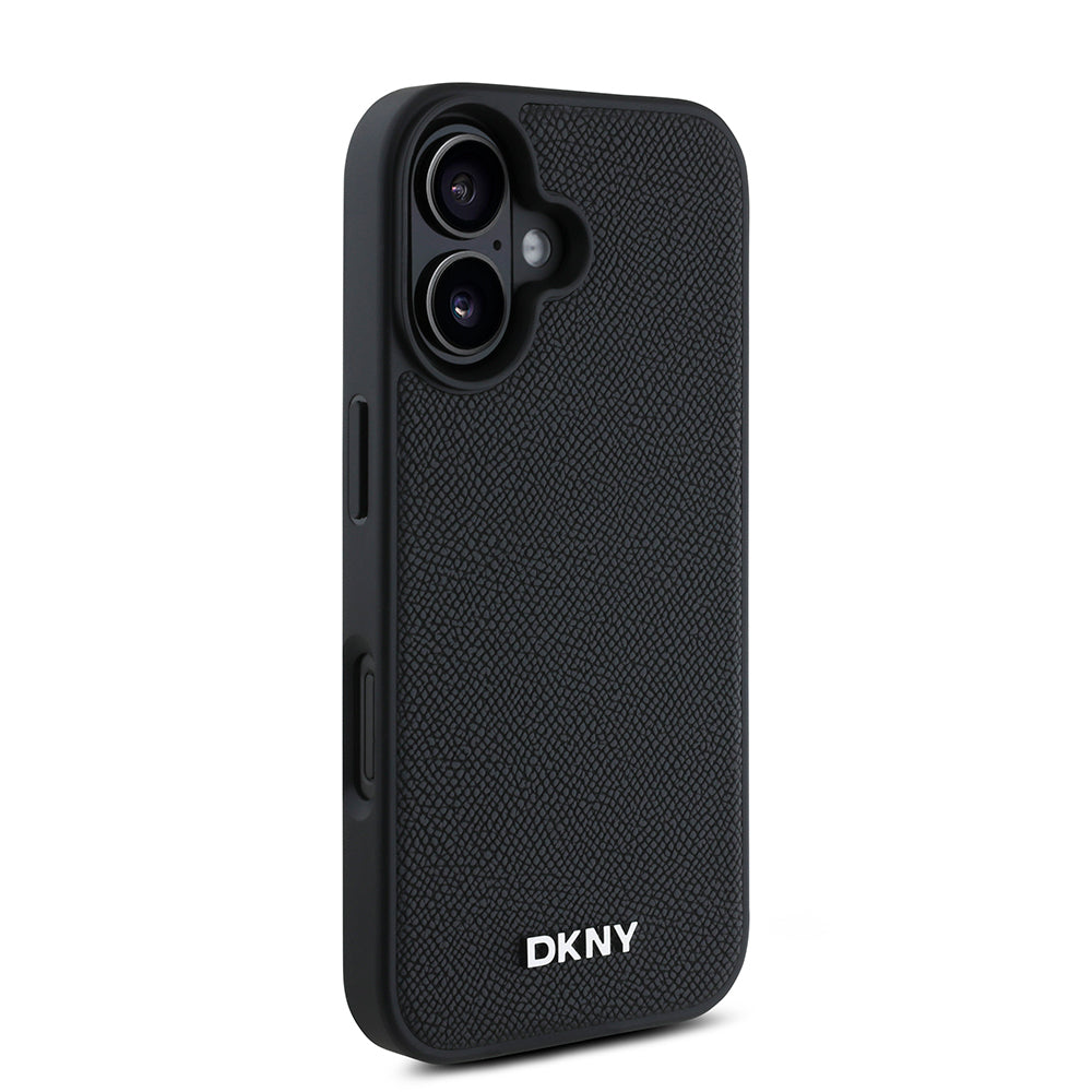 iPhone 16 Kılıf DKNY Orijinal Lisanslı M-safe Şarj Özellikli Metal Logolu PU Deri Grained Kılıf