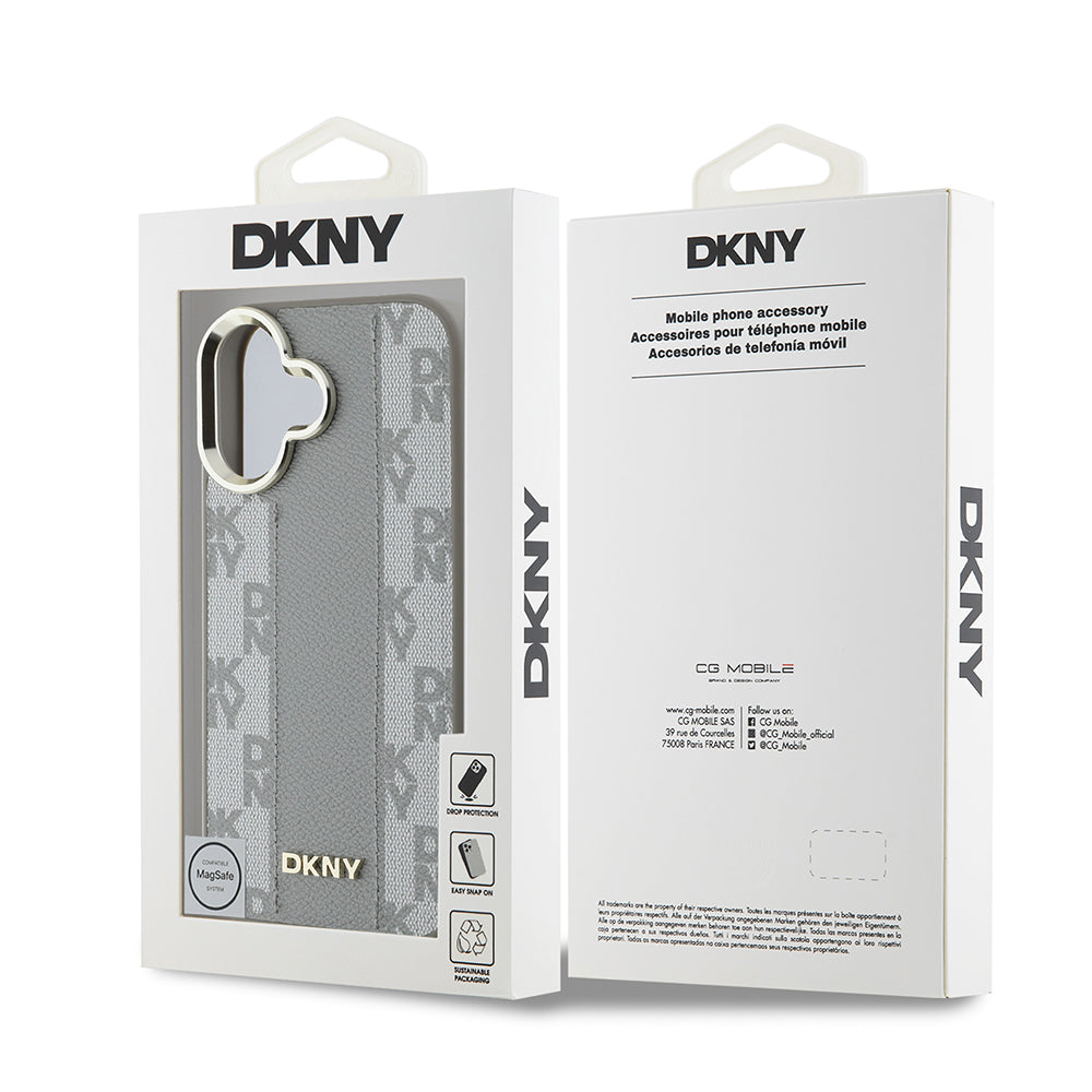 iPhone 16 Kılıf DKNY Orjinal Lisanslı M-safe Şarj Özellikli 3D Yazılı Checkered Pattern Kılıf