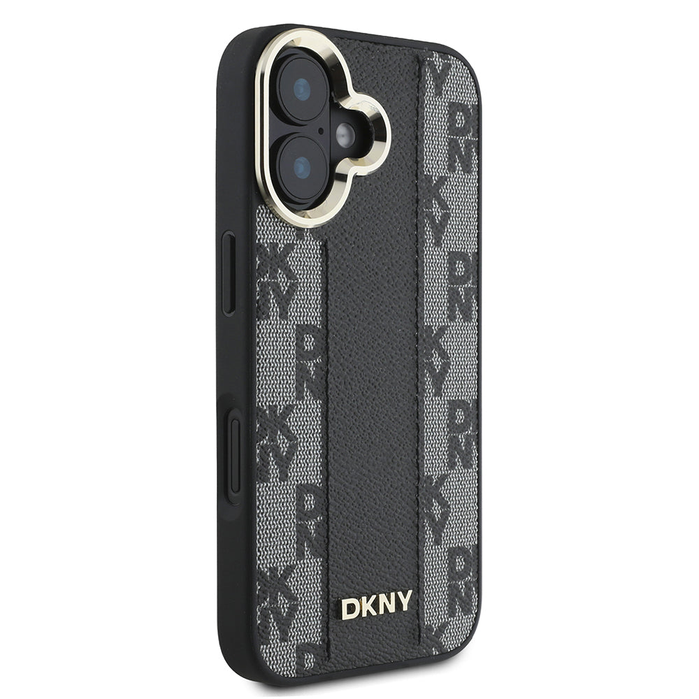 iPhone 16 Kılıf DKNY Orjinal Lisanslı M-safe Şarj Özellikli 3D Yazılı Checkered Pattern Kılıf