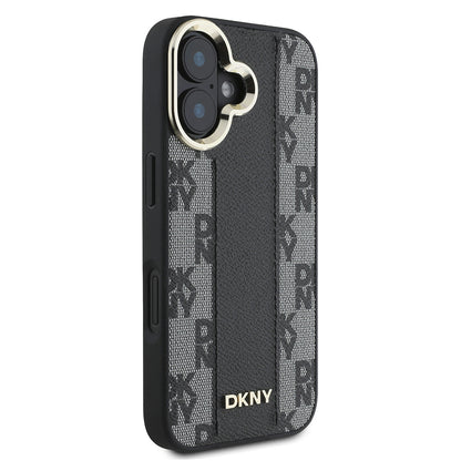 iPhone 16 Kılıf DKNY Orjinal Lisanslı M-safe Şarj Özellikli 3D Yazılı Checkered Pattern Kılıf