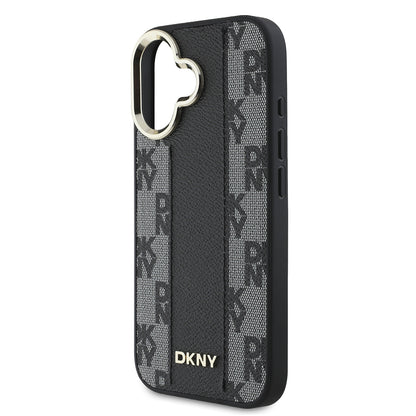 iPhone 16 Kılıf DKNY Orjinal Lisanslı M-safe Şarj Özellikli 3D Yazılı Checkered Pattern Kılıf