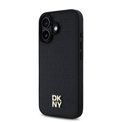 iPhone 16 Kılıf DKNY Orjinal Lisanslı M-safe Şarj Özellikli 3D Yazılı Repeat Pattern Kılıf