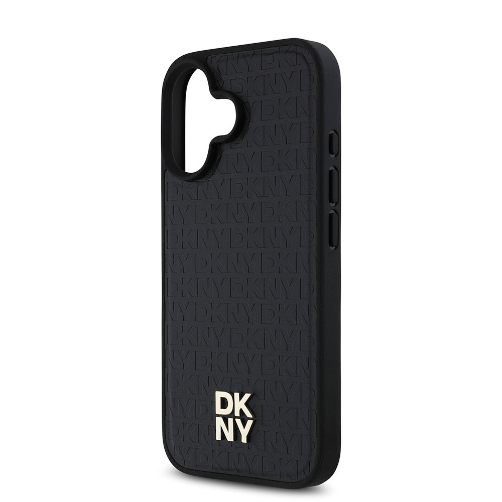 iPhone 16 Kılıf DKNY Orjinal Lisanslı M-safe Şarj Özellikli 3D Yazılı Repeat Pattern Kılıf