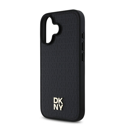 iPhone 16 Kılıf DKNY Orjinal Lisanslı M-safe Şarj Özellikli 3D Yazılı Repeat Pattern Kılıf