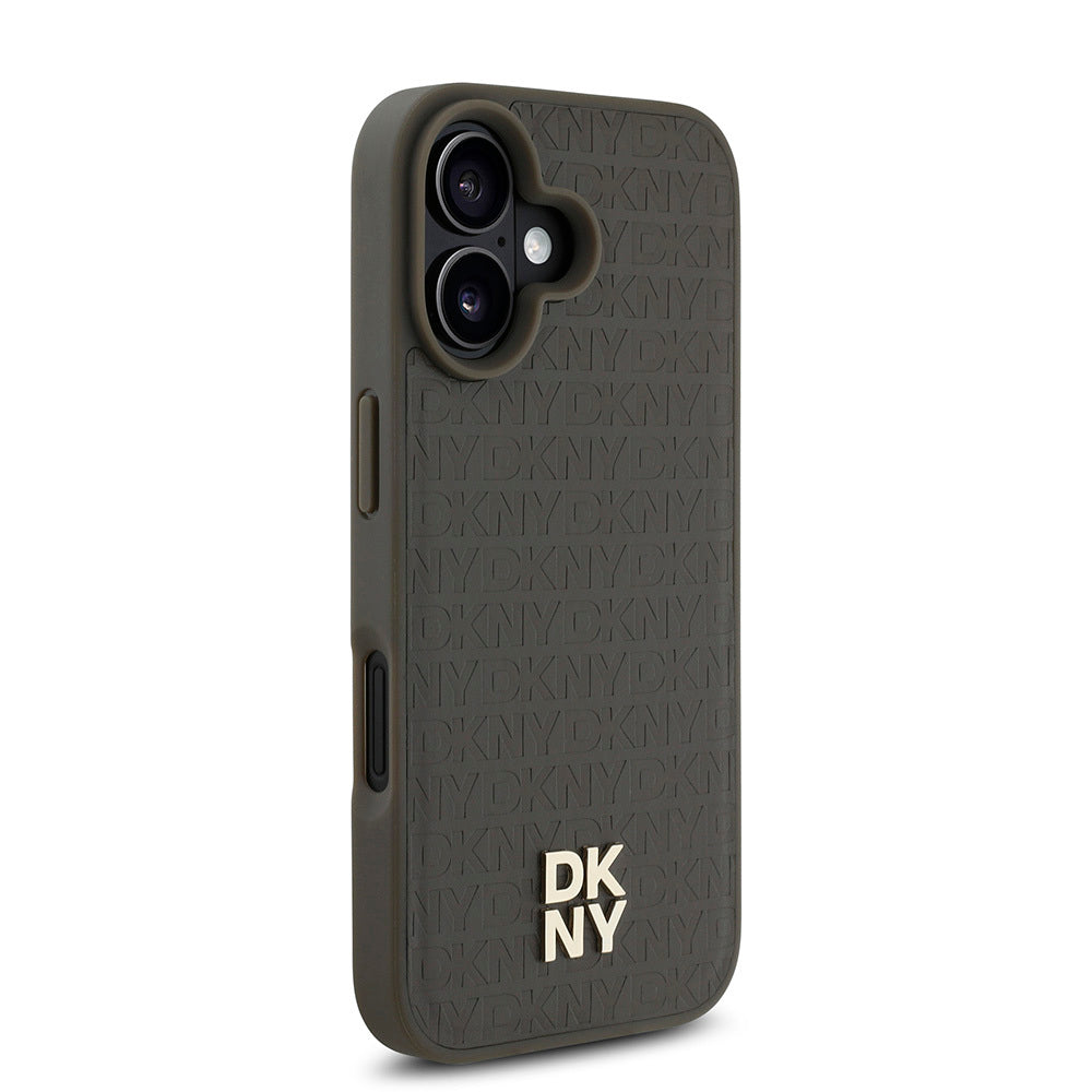 iPhone 16 Kılıf DKNY Orjinal Lisanslı M-safe Şarj Özellikli 3D Yazılı Repeat Pattern Kılıf