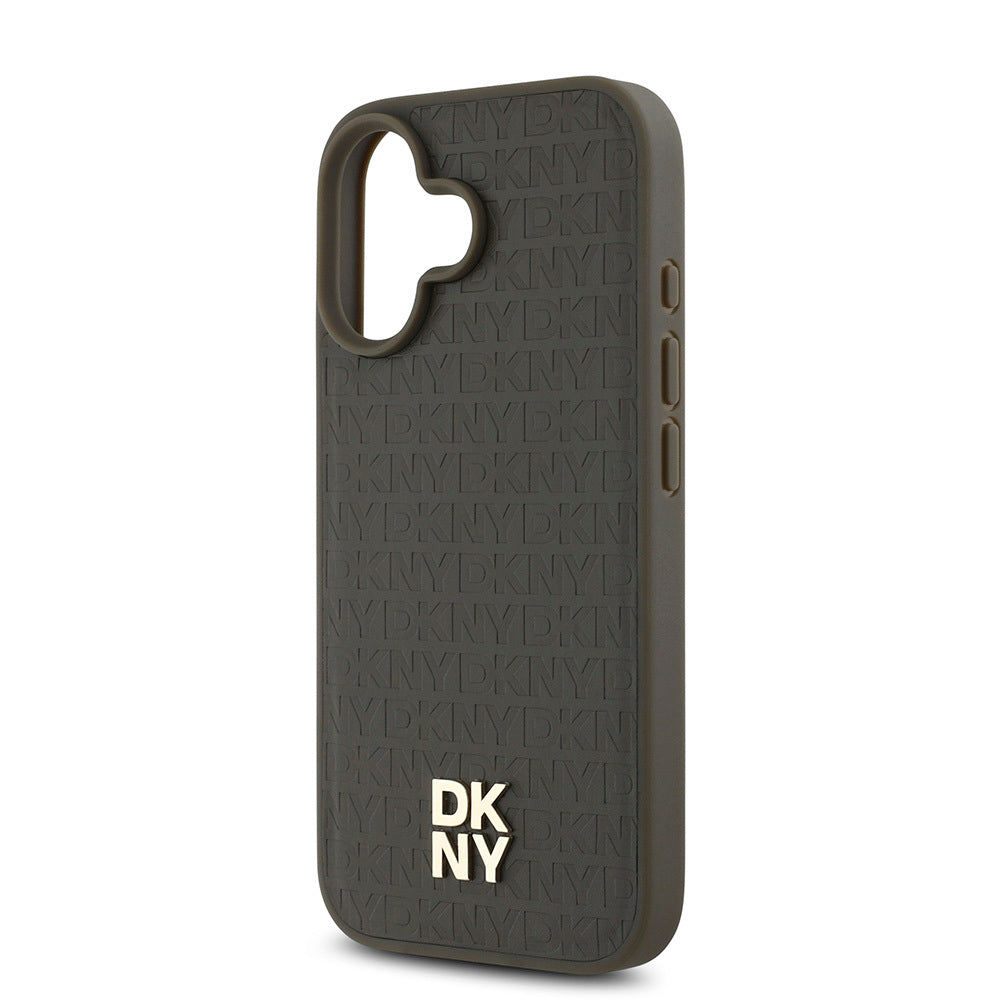 iPhone 16 Kılıf DKNY Orjinal Lisanslı M-safe Şarj Özellikli 3D Yazılı Repeat Pattern Kılıf