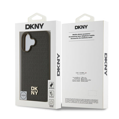 iPhone 16 Kılıf DKNY Orjinal Lisanslı M-safe Şarj Özellikli 3D Yazılı Repeat Pattern Kılıf