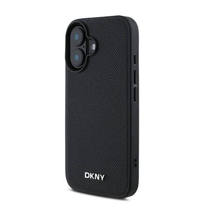 iPhone 16 Kılıf DKNY Orjinal Lisanslı M-safe Şarj Özellikli Metal Logolu PU Deri Grained Kılıf