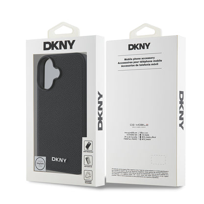 iPhone 16 Kılıf DKNY Orjinal Lisanslı M-safe Şarj Özellikli Metal Logolu PU Deri Grained Kılıf