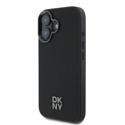 iPhone 16 Kılıf DKNY Orjinal Lisanslı M-safe Şarj Özellikli Metal Logolu PU Deri Plain Kılıf