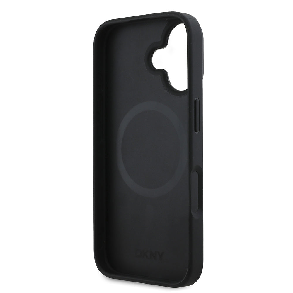 iPhone 16 Kılıf DKNY Orjinal Lisanslı M-safe Şarj Özellikli Metal Logolu PU Deri Plain Kılıf