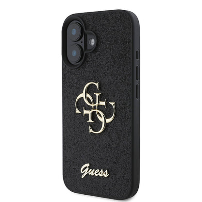 iPhone 16 Kılıf Guess Orijinal Lisanslı 4G Büyük Metal Logolu Glitter Kılıf