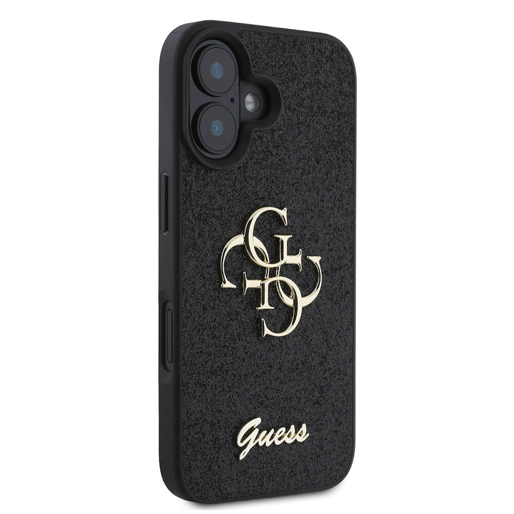 iPhone 16 Kılıf Guess Orijinal Lisanslı 4G Büyük Metal Logolu Glitter Kılıf