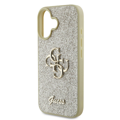 iPhone 16 Kılıf Guess Orijinal Lisanslı 4G Büyük Metal Logolu Glitter Kılıf