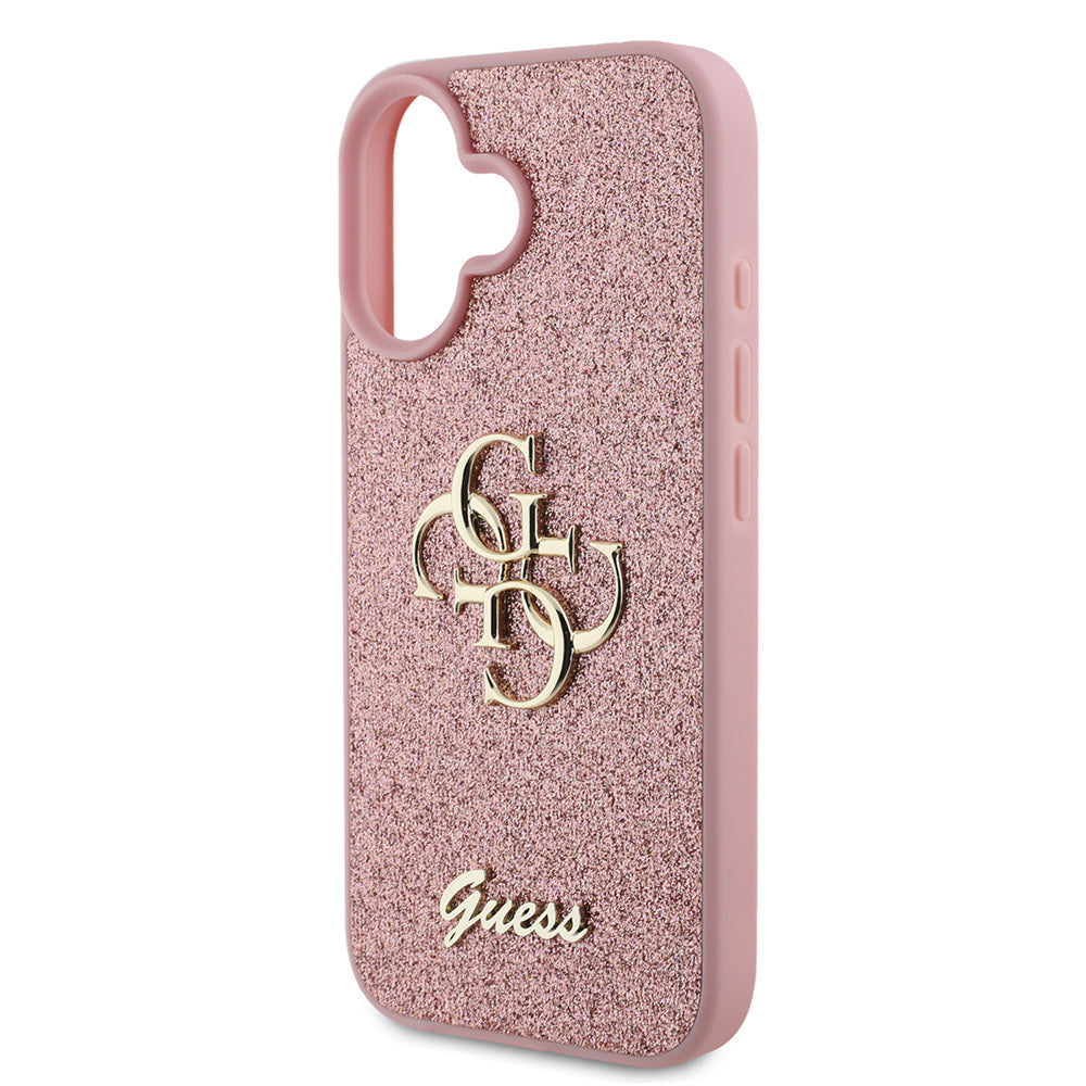 iPhone 16 Kılıf Guess Orijinal Lisanslı 4G Büyük Metal Logolu Glitter Kılıf