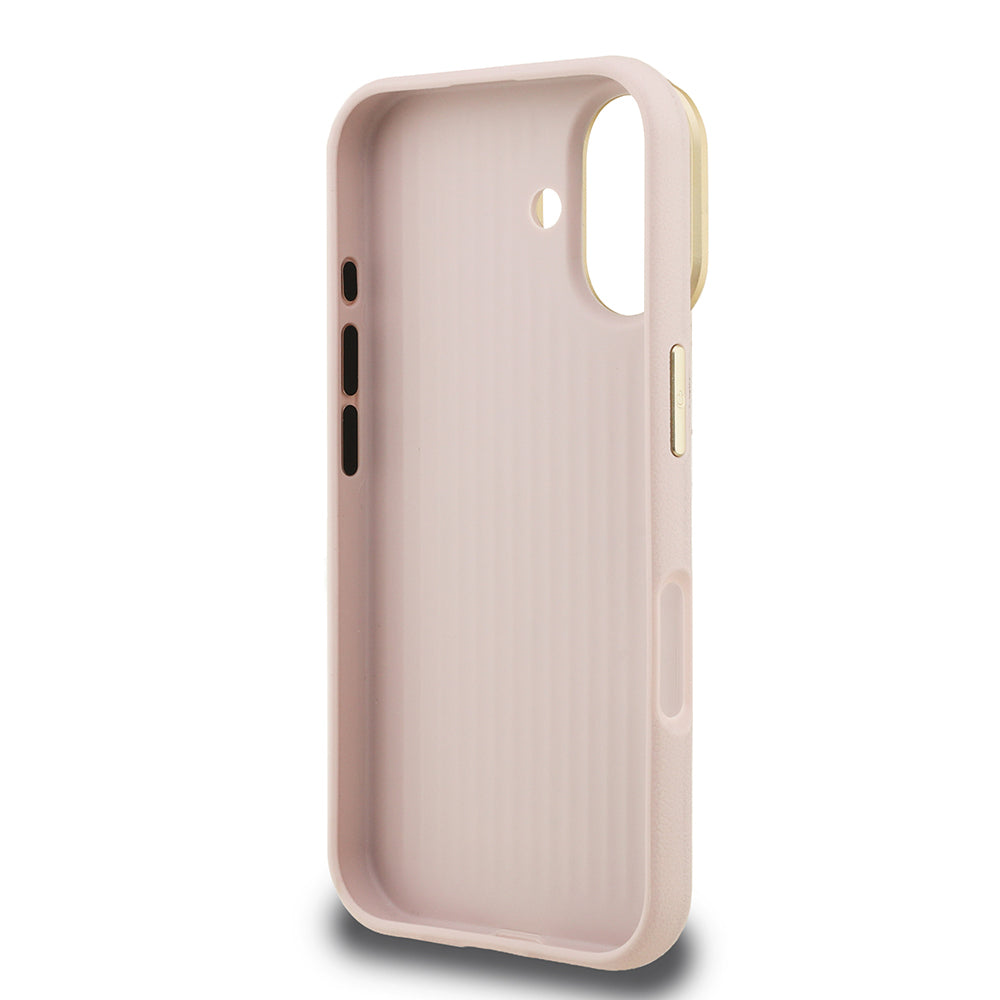iPhone 16 Kılıf Guess Orijinal Lisanslı Grained Yazı Logolu Kamera Standlı Kılıf