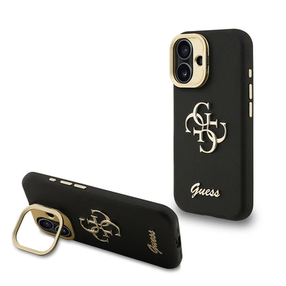iPhone 16 Kılıf Guess Orijinal Lisanslı Grained Yazı Logolu Kamera Standlı Kılıf