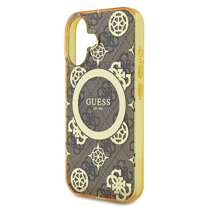 iPhone 16 Kılıf Guess Orijinal Lisanslı M-safe Şarj Özellikli 4G Desenli IML Yazı Logolu Peony Kılıf