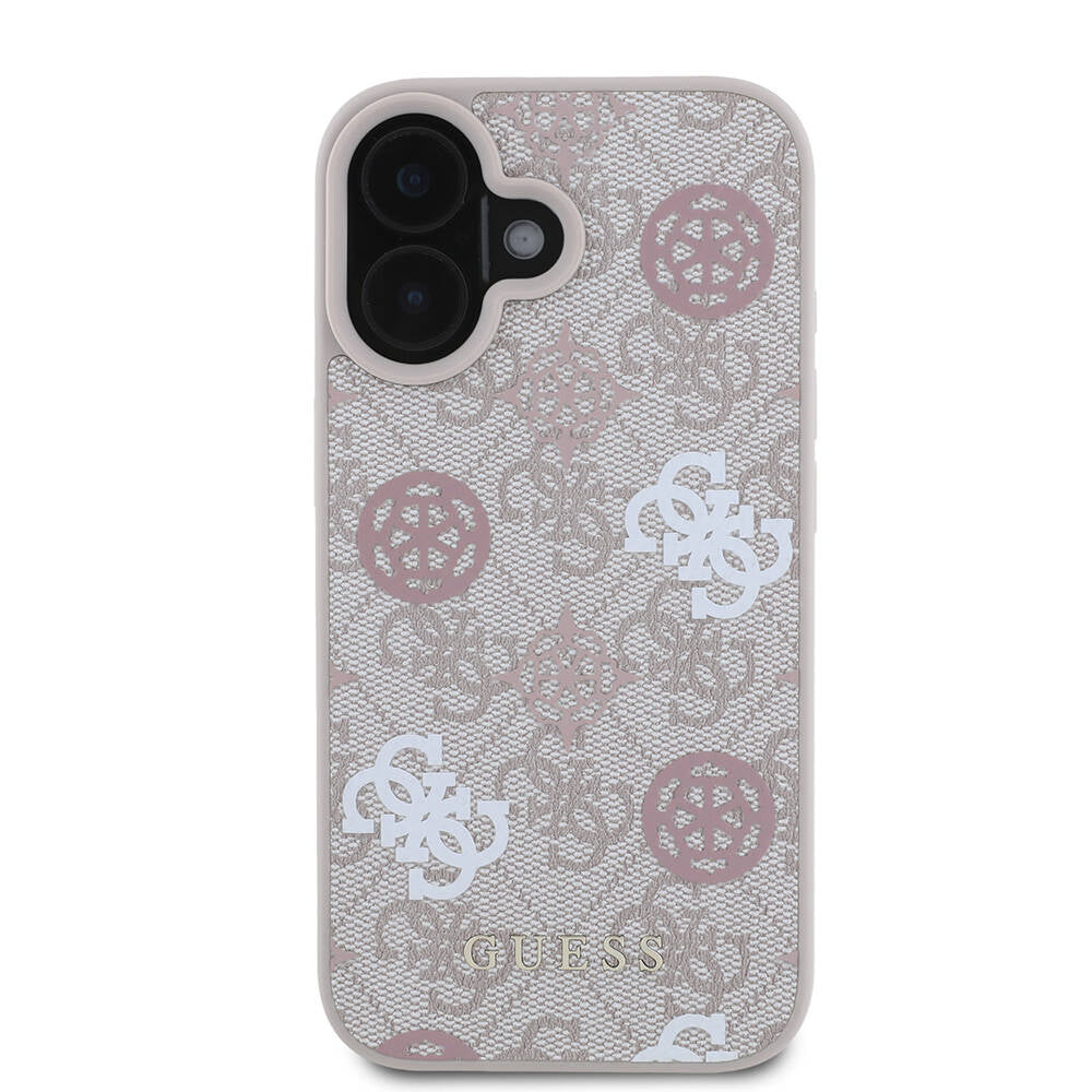 iPhone 16 Kılıf Guess Orijinal Lisanslı M-safe Şarj Özellikli 4G Desenli Yazı Logolu Peony Kılıf