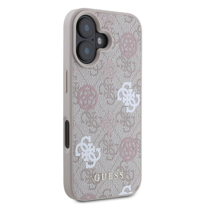 iPhone 16 Kılıf Guess Orijinal Lisanslı M-safe Şarj Özellikli 4G Desenli Yazı Logolu Peony Kılıf