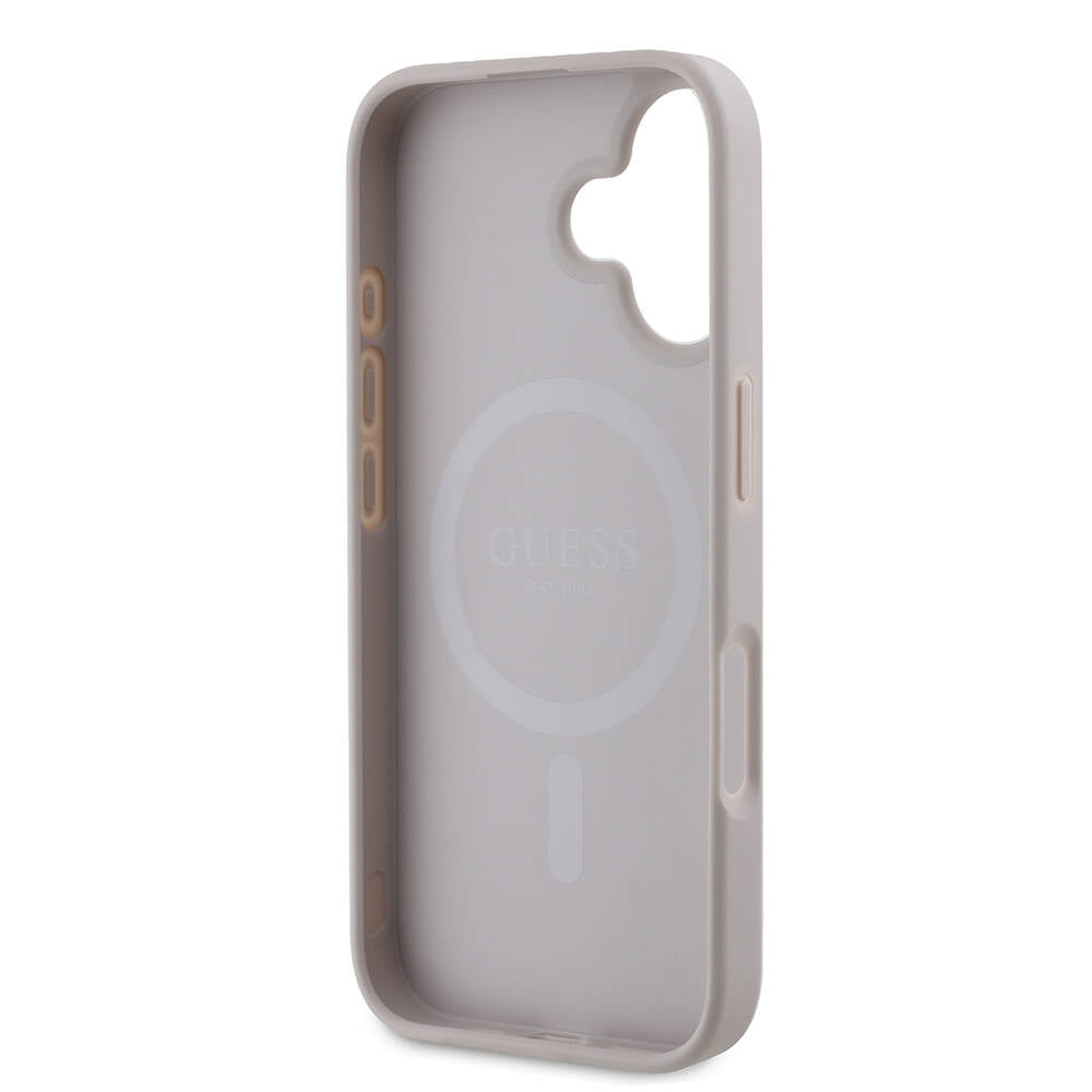 iPhone 16 Kılıf Guess Orijinal Lisanslı M-safe Şarj Özellikli 4G Desenli Yazı Logolu Peony Kılıf