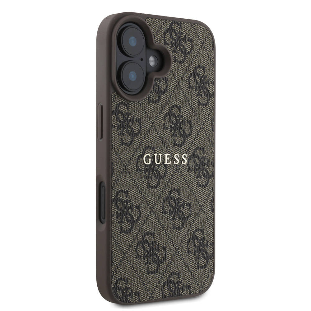 iPhone 16 Kılıf Guess Orijinal Lisanslı M-safe Şarj Özellikli 4G Desenli Yazı Logolu Kılıf