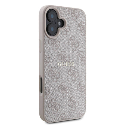 iPhone 16 Kılıf Guess Orijinal Lisanslı M-safe Şarj Özellikli 4G Desenli Yazı Logolu Kılıf