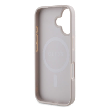 iPhone 16 Kılıf Guess Orijinal Lisanslı M-safe Şarj Özellikli 4G Şerit Tasarımlı Printed Kılıf