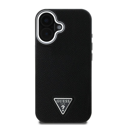iPhone 16 Kılıf Guess Orijinal Lisanslı M-safe Şarj Özellikli Grained Triangle Kılıf