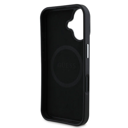 iPhone 16 Kılıf Guess Orijinal Lisanslı M-safe Şarj Özellikli Grained Triangle Kılıf