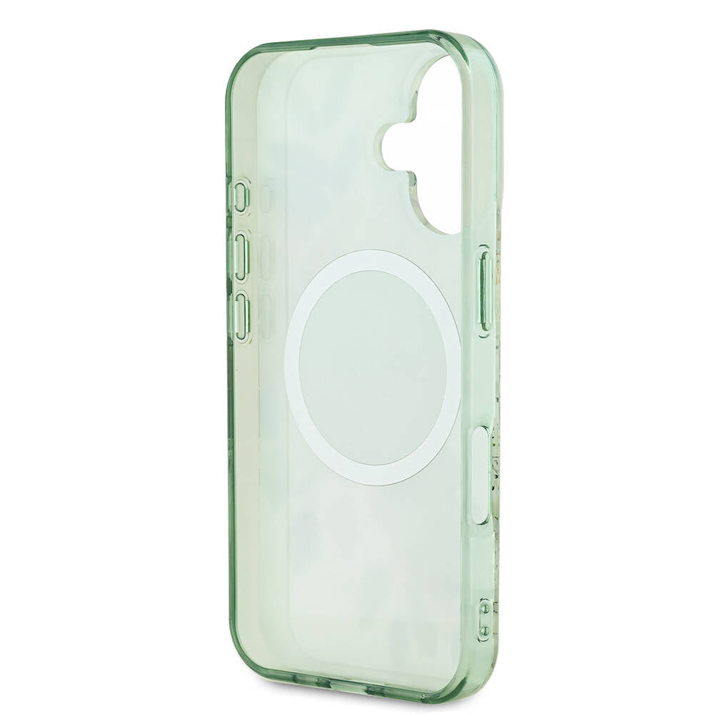 iPhone 16 Kılıf Guess Orijinal Lisanslı M-safe Şarj Özellikli IML Baskılı Yazı Logolu Flower Tonal Circle Kılıf