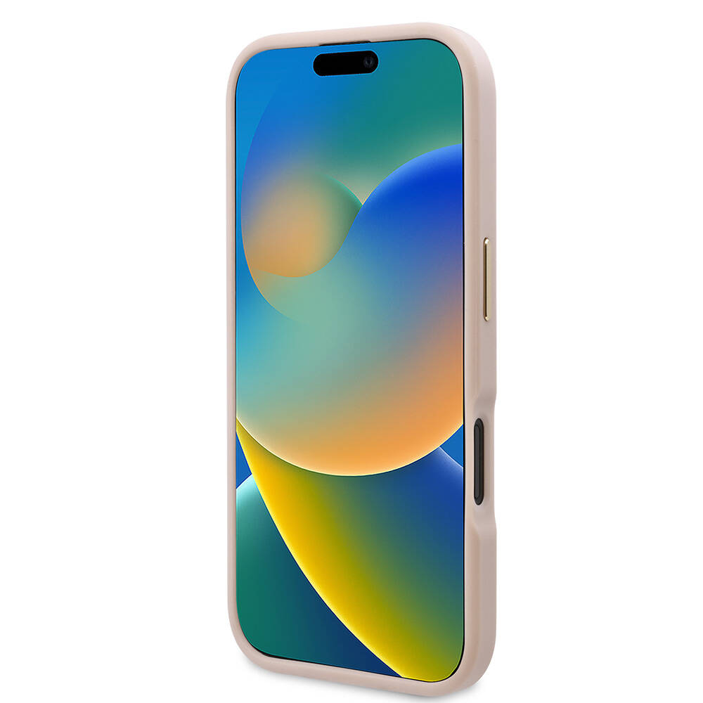 iPhone 16 Kılıf Guess Orijinal Lisanslı M-safe Şarj Özellikli PU 4G Desenli Metal Plaka Klasik Logolu Kılıf