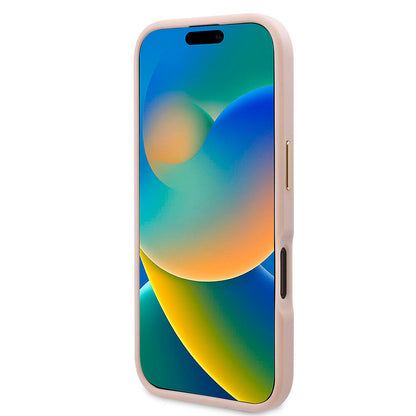 iPhone 16 Kılıf Guess Orijinal Lisanslı M-safe Şarj Özellikli PU 4G Desenli Metal Plaka Klasik Logolu Kılıf