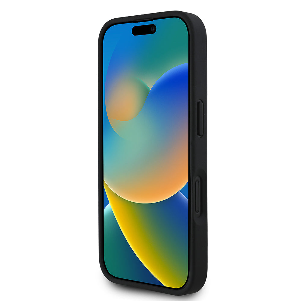 iPhone 16 Kılıf Guess Orijinal Lisanslı M-safe Şarj Özellikli Sıcak Baskılı Üçgen Logolu PU Deri Peony Kılıf
