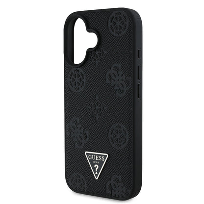 iPhone 16 Kılıf Guess Orijinal Lisanslı M-safe Şarj Özellikli Sıcak Baskılı Üçgen Logolu PU Deri Peony Kılıf