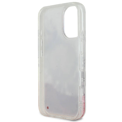 iPhone 16 Kılıf Guess Orijinal Lisanslı M-safe Şarj Özellikli Sıvılı Simli Çiçek Desenli Kılıf