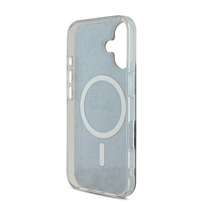 iPhone 16 Kılıf Guess Orijinal Lisanslı M-safe Şarj Özellikli Yazı Logolu 4G Desenli Kılıf