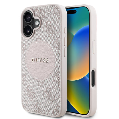 iPhone 16 Kılıf Guess Orijinal Lisanslı M-safe Şarj Özellikli Yazı Logolu Circle Classic Kılıf