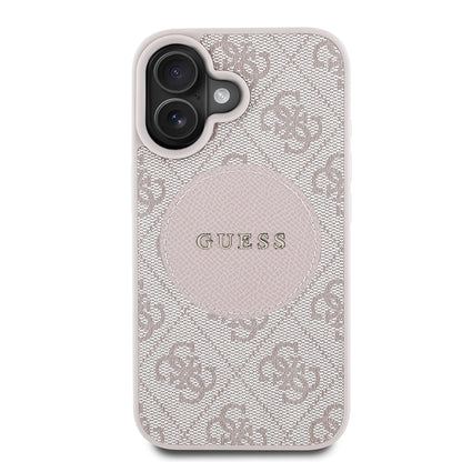iPhone 16 Kılıf Guess Orijinal Lisanslı M-safe Şarj Özellikli Yazı Logolu Circle Classic Kılıf