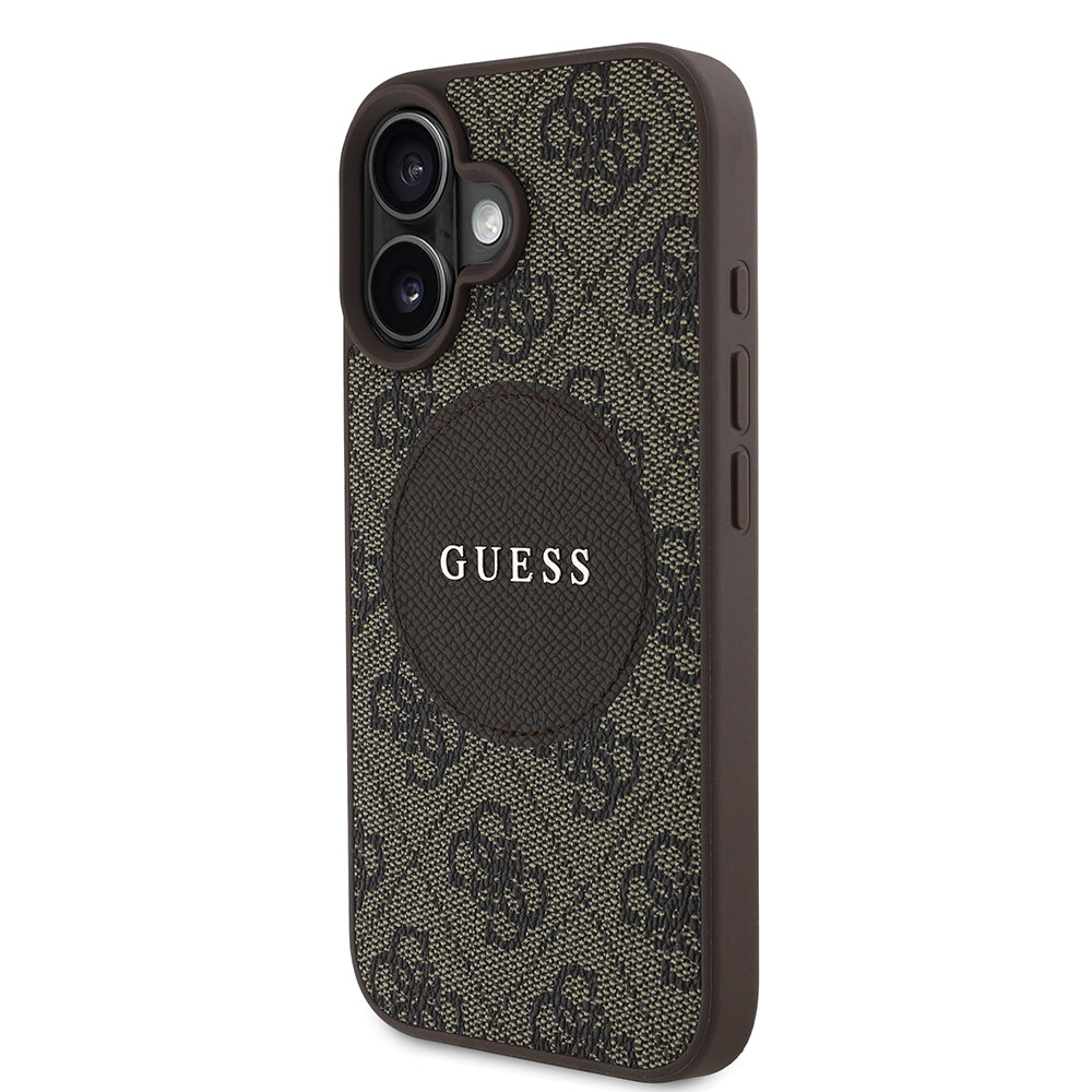 iPhone 16 Kılıf Guess Orijinal Lisanslı M-safe Şarj Özellikli Yazı Logolu Circle Classic Kılıf