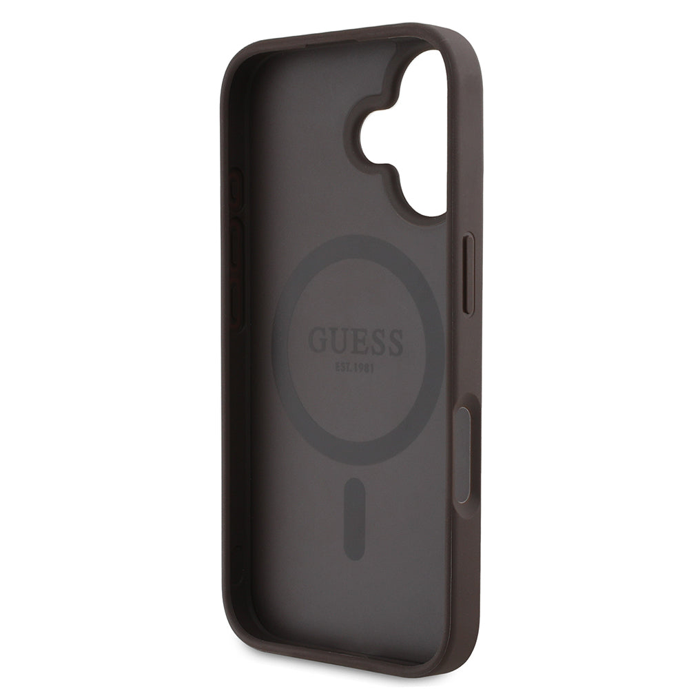 iPhone 16 Kılıf Guess Orijinal Lisanslı M-safe Şarj Özellikli Yazı Logolu Circle Classic Kılıf