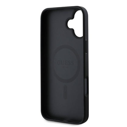 iPhone 16 Kılıf Guess Orijinal Lisanslı M-safe Şarj Özellikli Yazı Logolu Grained Kılıf