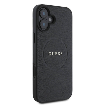 iPhone 16 Kılıf Guess Orijinal Lisanslı M-safe Şarj Özellikli Yazı Logolu Grained Kılıf
